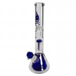 Black Leaf - Flaming Skull 7mm Glass Bong with Color Diffusion Chamber and 6-arm Perc - Blue