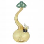 Glass Bubbler Pipe - Fumed Mushroom with Color Caps - Choice of 4 colors