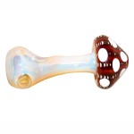 Glass Spoon Pipe - Fumed Mushroom with Color Cap - Choice of 4 colors