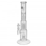 Liquid Sci-Glass - Extra-Wide Fixed Stem Glass Ice Bong with Double 10-arm Percs