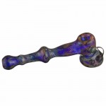 Glass Hammer Handpipe - Fumed Cobalt Blue Glass with Clear and Color Marbles