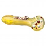 Glass Spoon Pipe - Fumed with Red and White Marbles and Large Candy Cane