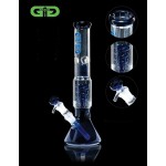 Grace Glass - Twin Spiral Perc Beaker Base Glass Bong - Blue