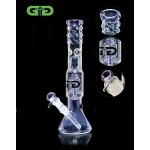 Grace Glass - Twin Spiral Perc Beaker Base Glass Bong - Purple or Green