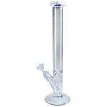 White Pearl Straight Cylinder 9mm Glass Ice Bong with Carb Hole