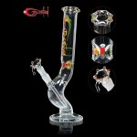 Crystal Flash 5mm Glass Ice Bong - Rasta Colors