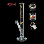 Crystal Straight Cylinder 5mm Glass Ice Bong - Rasta Colors