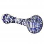 Glass Spoon Pipe - White Glass with Wrap and Rake Color - Choice of 5 colors