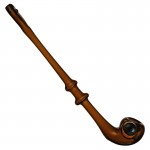 Glass Gandalf-Style Sherlock Pipe - Amber Glass with Color Marbles