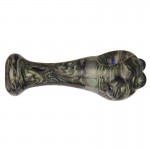 Glass Spoon Pipe - Grey Sparkle on Cobalt Glass with Clear Marbles