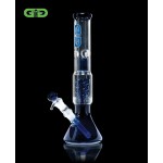 Grace Glass - Twin Spiral Perc Beaker Base Glass Bong - Blue