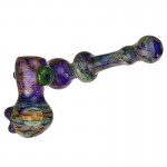 Glass Sidecar Bubbler - Fumed Cobalt Glass with Color Carb and Marbles