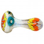 Glass Spoon Pipe - Heavy Inside Out Fume with Color Work - Choice of 7 Colors