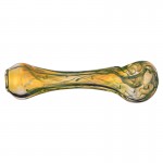 Glass Spoon Pipe - Silver Fume and Green Marbled Pattern