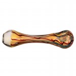 Glass Spoon Pipe - Silver Fume and Red Marbled Pattern