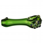 Glass Spoon Pipe - Colored Glass with Color Mini Marbles - Green or Blue