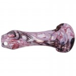 Glass Spoon Pipe - Double Layer Marble Pattern - Pink and Black