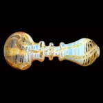 Glass Spoon Pipe - Silver Fume with Color Wrap - Choice of 4 colors