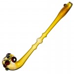 Glass Gandalf-Style Sherlock Pipe - Fumed Clear Glass with Color Marbles