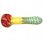 Glass Spoon Pipe - Color Wrap and Rake - Rasta