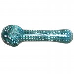 Glass Spoon Pipe - Color Wrap and Rake - Teal