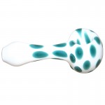 Glass Spoon Pipe - White Glass with Color Dots - Choice of 5 colors