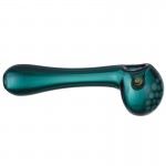 Glass Spoon Pipe - Droop Style Green Glass with Slyme Dots and Twist Appendage