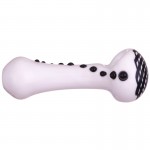 Glass Spoon Pipe - Reticello on White Glass with Small Marbles - Black