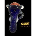 G-Spot Glass Spoon Pipe - Blue Glass with Honeycomb Bowl and Striped Appendage