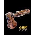 G-Spot Glass Hammer Bubbler Pipe - Fumed with Dichro and Color Stripes