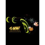 G-Spot Glass Hammer Bubbler Pipe - Black and Yellow with Three Large Marbles