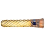 Glass Taster Pipe - Fumed Twist with Blue Dot