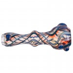 Glass Chillum Pipe - Fumed Color Twist with Color Marbles