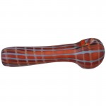 Glass Spoon Pipe - Plaid Design on Amber Glass