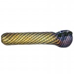 Glass Spoon Pipe - Fumed Blue Twist with Green Dots