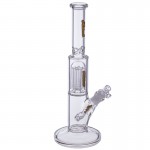 Medicali Glass - Mini 8-Arm Tree Perc Straight Bong - Rasta Script Label