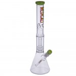 Medicali Glass - Slyme Showerhead Perc Beaker Bong - 14 Inch - Rasta Label