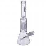 Medicali Glass - Mini 8-Arm Tree Perc Beaker Bong - Silver Script Label