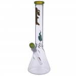 Medicali Glass - Slyme 45 Mil Beaker Bong - 14 Inch - Rasta Script Label