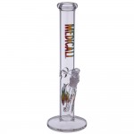 Medicali Glass - 45 Mil Straight Cylinder Bong - 14 Inch - Rasta Label