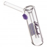 Medicali Glass - Small Bubbler Hand Pipe - Purple Script Label