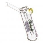 Medicali Glass - Small Bubbler Hand Pipe - Black & Green Script Label