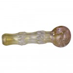 Glass Spoon Pipe - Silver and Gold Fume with Textured Grip