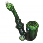 Glass Sherlock Pipe – Green over White with Dotted Pattern on Bowl and Mouthpiece