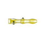 Glass Taster Pipe - Inside Out Yellow Frit with Green Marbles