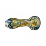 Glass Spoon Pipe - Inside Out Fume with Color Work and Small Magnifiers