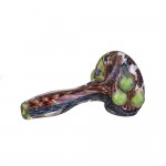 Glass Spoon Pipe -  Heavy Inside Out Dichro with Colored Cane & Slyme Marbles