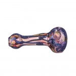 Glass Spoon Pipe - Inside Out Fume & Colored Cane with Clear Magnifiers