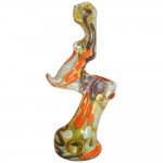 Glass Sherlock Bubbler - Inside Out Color & Color Cane with Mushroom Marble