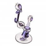 Glass Sherlock Vapor Bubbler - Purple and Black Reversal Work & Oil Dish